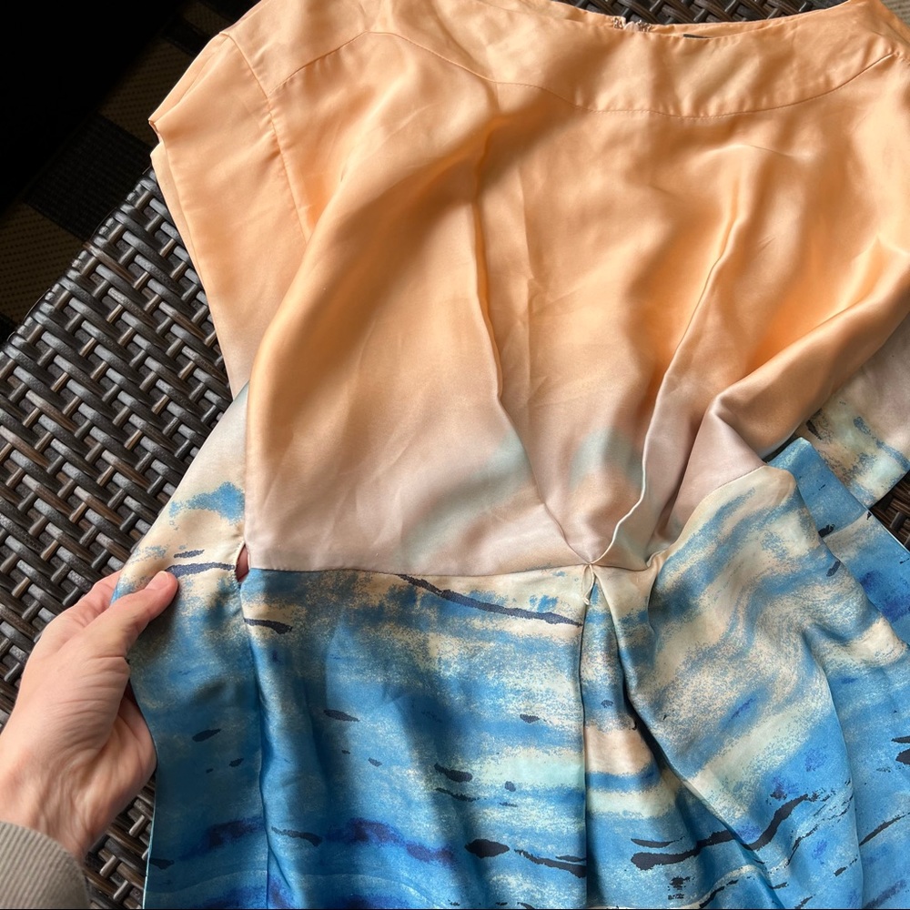VINCE CAMUTO | Silk Peach Blue Ombré Dress - Picture 3 of 14